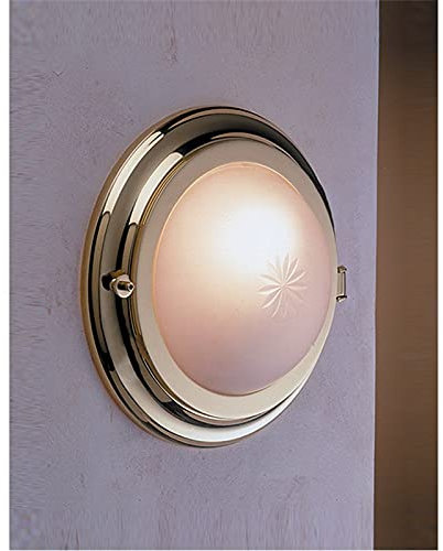 Licht-Erlebnisse Glanzvolle Wandleuchte rund Ø18,5cm aus Messing Glas maritime Lampe Flur Badezimmer Beleuchtung