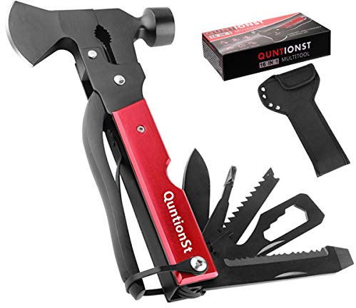 Camping Gear Multitool, Stocking Stuffers for Men, Christmas Mens Gifts for Dad Husband Boyfriend, 16 in 1 Camping Accessories Multitool Hatchet, Camping Tool with Axe,Hammer,Plier,Knife,Bottle Opener