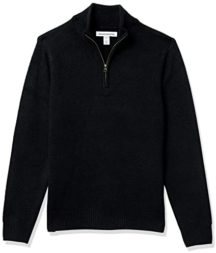 Amazon Essentials Maglione Morbido a Maniche Lunghe con Cerniera sul Collo Uomo, Nero, XXL
