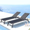 CONCEPT USINE Set di 2 lettini reclinabili | sdraio da esterno | Prato grigio e nero | 2 ruote | alluminio | tela in PVC | schienale regolabile | giardino terrazza spiaggia piscina