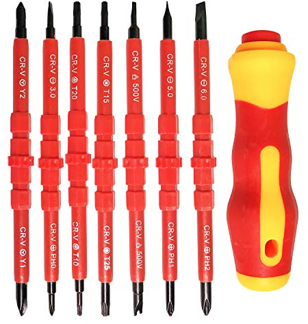 JJQHYC Isolierter Schraubendreher Satz Magnetic 14 in 1 Multifunktionales Kompakt Elektriker Wartungswerkzeug Kit