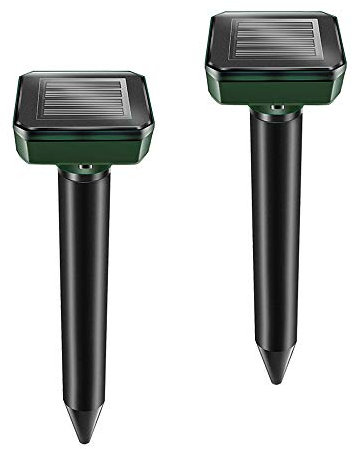 Kcpolre Lot de 2 piquets répulsifs à Taupes solaires - Répulsif à Taupes à ultrasons - Élimination des Taupes à énergie solaire pour Taupes, Serpents, campagnols, gophers et Autres Animaux (2)