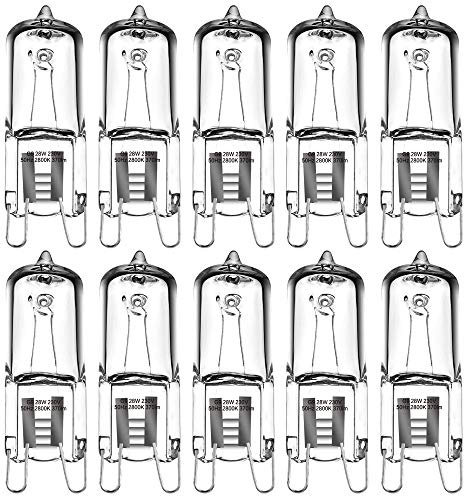 BOAITE 10 Pack G9 28W Clear Capsule Dimmable Halogen Light Bulbs,230V 28W 370lm 2800K Warm White for Chandeliers,Pendants,Cabinet Lights,Landscape Lights