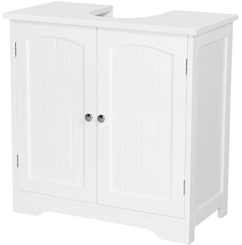 costoffs Under Sink Storage Cabinet, 2 Doors & Adjustable Shelf, White | 20 × 22 cm Pedestal Opening, Magnetic Catch, Raised Base for Easier Cleaning, E1 Spray-Painted MDF, Basin Not Included