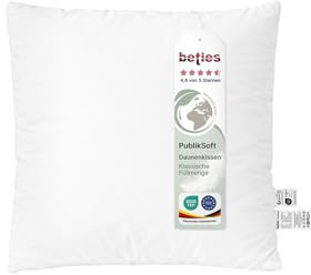 beties - PublikSoft - Daunen Füllkissen 50x50 cm – 420 g halbweiße 70% Daunen 30% Federn – waschbares Baumwoll Inlett – Sofakissen, Deko- & Couchkissen – weich, füllig & komfortabel