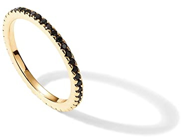 PAVOI 14K Yellow Gold Plated Sterling Silver Stackable Ring with Colored CZ Stones | Black CZ Eternity Bands for Women (Size 8)