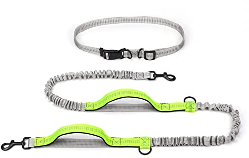 Handfreie Hundeleine, Joggingleine Hunde mit Reflektierende Nähte, Freihandleine zum Joggen mit Bauchgurt und Ruckdämpfer für bis zu 110 kg Hunde