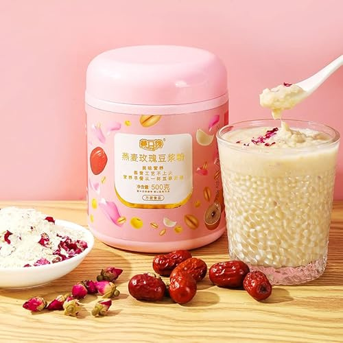 White fungus lotus root powder?Black sesame nut mulberry powder 500 /can cereals, instant mixed meal substitute powd corn paste (Rose Oat Soybean Milk,1 can)