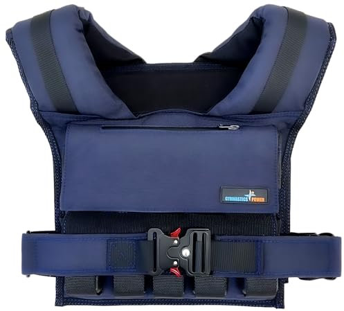 GYMNASTICS POWER Gewichtsweste verstellbar für Damen und Herren - Workout Gewichtstraining Weste für Fitness, Laufen, Kraft, Übung & Cross-Training (Marineblau, 20,4 kg)