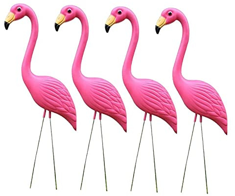misppro Set di 4 fenicotteri in plastica, decorazione da giardino – fenicottero rosa decorazioni da cortile per feste all'aperto piscina patio decorazioni