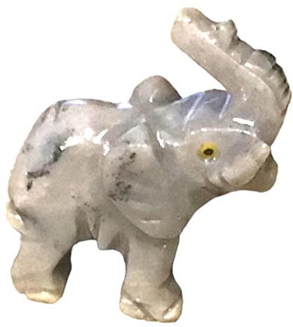 Steinfixx® - Speckstein Figur Elefant Taru | Schnitzerei | Sammelfigur | geschliffen und poliert | 37x35 mm | Handarbeit (Grau)
