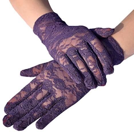 LUMoony Kurze Spitzenhandschuhe 1 Paar Party Handschuhe Braut Hochzeit Spitze Handschuhe Netz Mesh Gloves Damen Mädchen Party Hochzeit Teeparty Abschlussball Bekleidungs Zubehör Spitzenhandschuhe