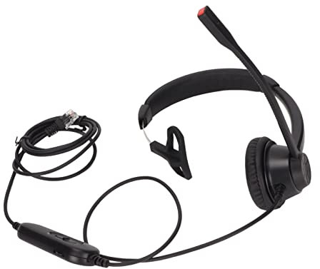 RJ9 Telefon Headset, Einohr Headset mit Noise Cancelling Mikrofon, Mono, Kabelgebundener RJ9 Klinken Headset, Lautstärkeregelung, für Kundenservice, VOIP Telefon, Callcenter