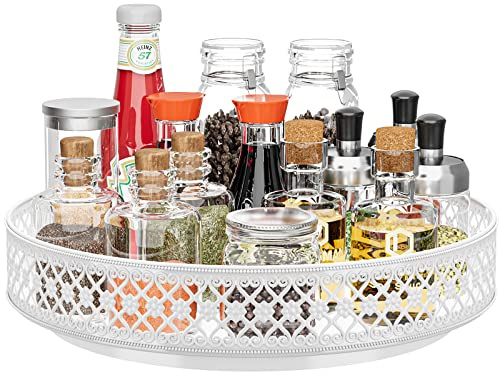 Ovicar Lazy Susan Drehteller-Organizer – 33 cm drehbares Gewürzregal aus Metall, Lazy Susan für Schrank, Speisekammer, Küche, Arbeitsplatte, Esstisch, Schrank, Badezimmer, Waschtisch, Kühlschrank,