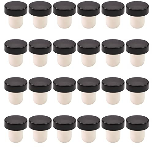 INCREWAY Lot de 24 bouchons de vin noirs en forme de T réutilisables pour bouteille de vin en verre