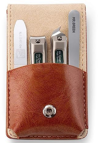 MR.GREEN coupe ongle, ensemble de manucure et pédicure en acier inoxydable 4 pièces, trousse de soins des ongles avec étui de voyage et coffret cadeau pour hommes et femmes