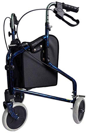 Walker, lättviktsrullator med tre hjul i aluminium, låsande bromsar, med ergonomiska handgrepp It's so kind of you