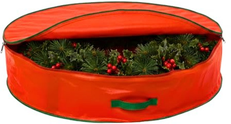 Aufbewahrungstasche für Weihnachtskranz, Girlande, bewahrt bis zu 55 cm lange künstliche Kränze auf, haltbares wasserdichtes Material, Lagerbehälter mit Reißverschluss und Tragegriffen
