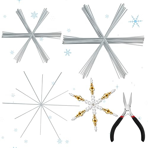 Hestya 60 Stück Drahtsterne für Kunstperlen Kunststoff E mit Spitzzange 9,5 cm 11,5 cm Basteln Drahtsterne Rohlinge Weihnachtsdeko Bastelset für Weihnachtsbaum Fenster Tür Deko