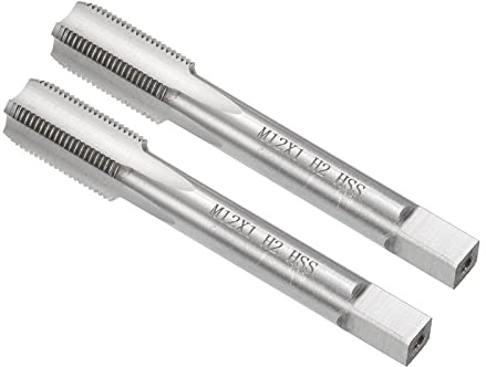 CoCud Filetage Fraisage Tarauds, Métrique M12 x 1 Filetage H2, Haute Vitesse Acier Machine 4 Droit Flûtes Vis Filetage Outil - (pour Tapotement Perçage Machine), 2-Pièces