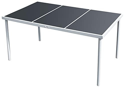 ADWOA Tavolo da Giardino 150x90x74 cm Nero in Acciaio,Tavolo Pieghevole Rettangolare Multifunzione con Piano E Struttura Richiudibile Salvaspazio, per Arredo Esterno, Interno, Giardino, Terrazzo, PIC