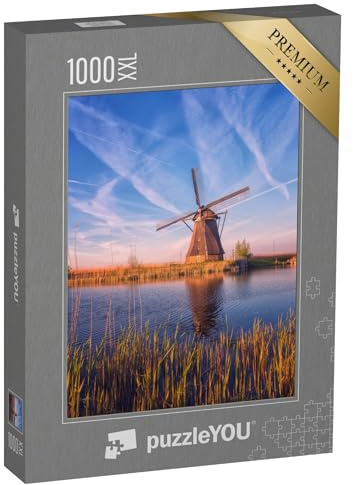 Puzzle 1000 Teile XXL „Wunderschöne Windmühle im Sonnenuntergang, Niederlande“ – aus der Puzzle-Kollektion Holland