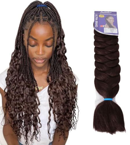 Extension Capelli per Treccine 100% Kanekalon Afrelle, 165 gr - Hair Extension Professionali, IDEALI per Styling Afro, Dreads, Braids, Volume Naturale, 205 cm, ULTRA BRAID (Chocolate)