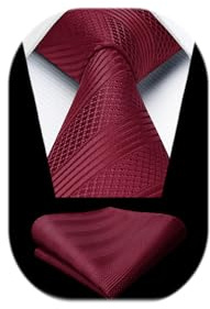 Enlision Krawatte Herren mit Einstecktuch Set Check/Plaid/Streifen Krawatte & Taschentuch für für Business Hochzeit Feier Anzug
