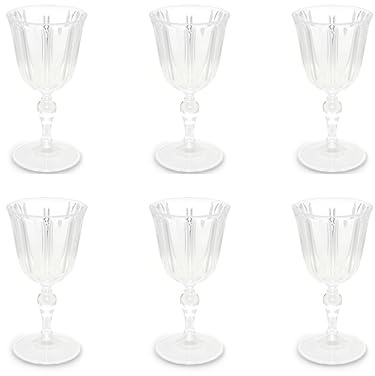Excelsa Country Set 6 Calici Trasparenti, Plastica Riutilizzabile, Capacità 250 Ml.