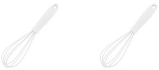 2er-Set Silikon-Schneebesen, Küchenhelfer, kratzfest, Mixer, Eierschlägel, Aufschäumen, Weiß, 17 x 4 x 4 cm