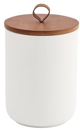Shilanmei Ceramic Tea Coffee Sugar Canisters with Airtight Seal Lid 43.96oz | Ceramic Kitchen Canisters, Biscuit Tin for Sugar, Spices, Counter Use White