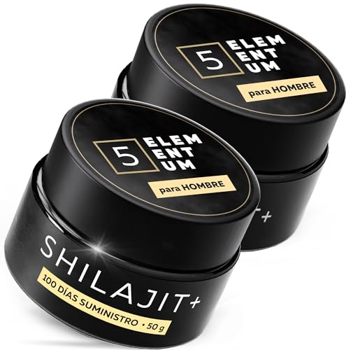 5 elementum Shilajit Himalaya pour Hommes – 100 g (2x50 g) Résine Pure avec 82 % d’Acide Fulvique | Mumijo Naturel Hautement Concentré | Résine de Shilajit Himalayenne + Cuillère Doseuse 500 mg