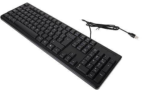 Uonlytech Tastiera USB Cablata Full Size 104 Tasti Tastierino Numerico | Abs Nero, Input Numerico Comodo, Digitazione Stabile senza Latenza, per Ufficio e Casa