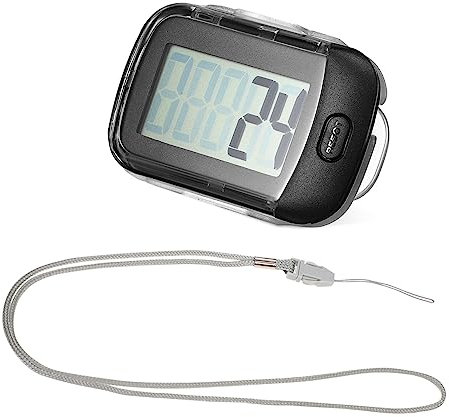 Milisten Podomètre Marche Course, Petit Podomètre à Clip Noir, Clip Ceinture Et Lanière, Comptage Précis des Pas Et Kilomètres, Portable, Adapté Aux Activités Extérieures Personnes Âgées