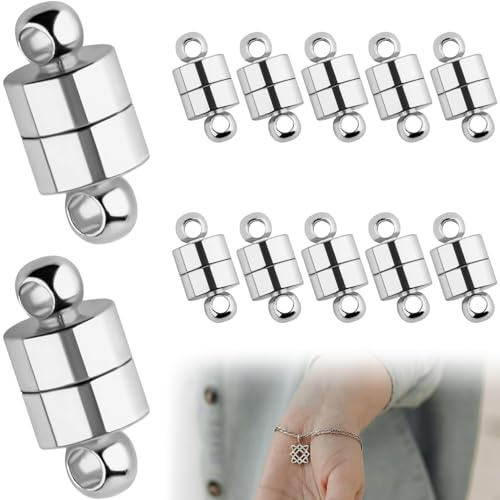 Magnetic Necklace Clasps, 12PCS Connector Magnetic Bracelets Clasp, 1.2CM Magnetic Clasps, Magnetic Jewellery Clasps, Closures Magnetic Jewelry for Jewelry Bracelet Necklace Making (Silver)