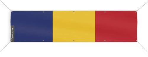 Pixelforma Bandiera della Romania con 10 occhielli in diverse misure (XL) 200 x 800 cm
