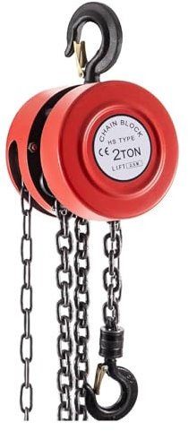 Verricello Manuale, Paranco a catena manuale, blocco a catena con capacità di 4400 libbre/2 tonnellate, sollevamento manuale da 8 piedi/2,5 m, costruzione in acciaio di livello industriale for il soll
