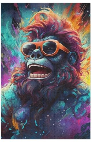 Gorilla 1000 Teile Premium-Puzzles Für Erwachsene Kinder- Holzpuzzles Spaß Und Lernspiele - Perfekte Puzzle-Geschenke 78×53cm