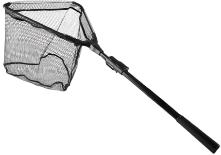 Fishing Net Rubber Mesh Fly Trout Salmon Carp Large Landing Folding Telescopic Angling Sea Trout Black Rubberised Pole Extendable Folding Longightweight Pond Extra Large Long 232CM