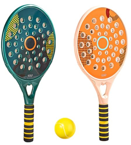 Ensemble de Raquettes de Tennis, Raquette Beach Tennis étanche avec Trou d'aération, Raquettes Paddle 18, 1 x 8, 7 Pouces avec poignée antidérapante, avec Balle Beach t