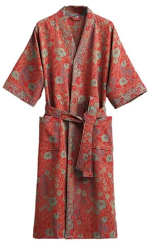 HiyyFloy De Dormir De Gasa Doble De Algodón para Mujer, De Baño Tipo Kimono De Estilo Japonés, Pijamas Yukata