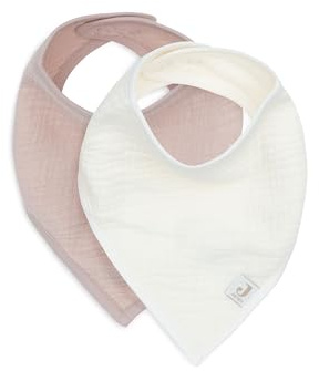 Jollein Bavaglino per bebè, bandana, idrofilo, rosa selvaggia/Oatmeal, confezione da 2 pezzi, 100% cotone, con chiusura in velcro, bavaglini per bambini