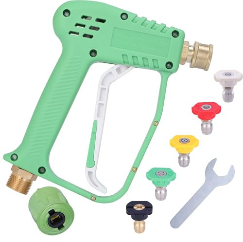 Hierlba High Pressure Washer Gun Handle with 5 Water Nozzle Tips,Cleaner Gun Car Wash Water Gun for Car Cleaning,Compatible with Karcher(M22 14MM Hose Connector & karcher Quick Connector) 4000PSI