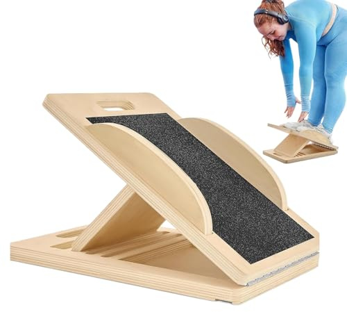 Schrägbank für Waden, Schrägbrett aus Holz zum Dehnen der Wade - verstellbares Balance- und Fitnessbrett für Kniebeugen und Knöchel