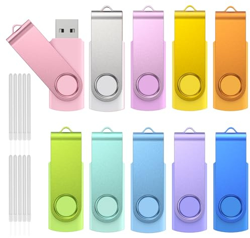 Kepmem USB Stick de 4 GB Paquete de 10 Memoria USB Unidad Flash USB 2.0 Pen Drive de Color USB Flash Drive de Alta Compatibilidad Ideal para Copias de Seguridad y Protección de Archivos Importantes