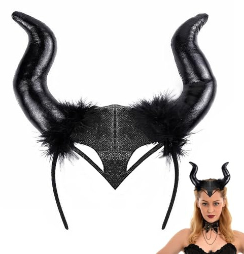 NUOGUAYI Cerchietti Per Con Corna, Cerchietto Halloween Diavolo, Cerchietti Per Halloween, Corna da Diavolo, per cosplay, feste, copricapo per bambini e donne (C)