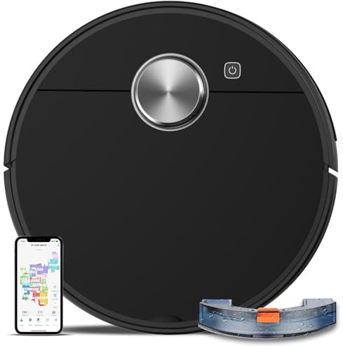 Robot Aspirador Inteligente con Recarga Automática, Control por Voz, Barrido, Succión Y Fregado, Máquina De Limpieza Aspiradora Todo En Uno Black