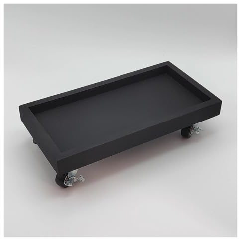 Chariot à Plantes Mobile Robuste avec roulettes - Chariot de Jardin rectangulaire pour intérieur/extérieur - Palette pour Pots de Fleurs roulants (Noir, 42 x 17 cm)