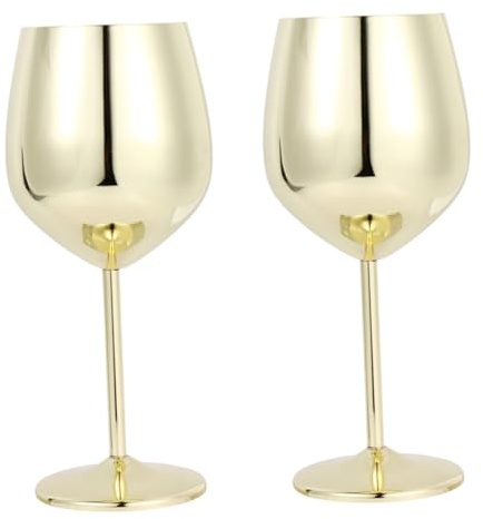 OFFSCH 2 pezzi Bicchieri da Vino in Acciaio Inossidabile Calici Infrangibili per Cocktail e Bevande per Bar Feste Picnic e Ristoranti Design