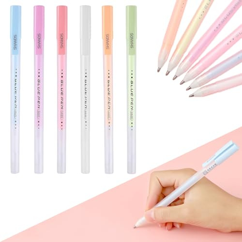 Omeblos Glue Pen, 6 Color Colours Quick Dry Precision Liquid Adhesive Pen Set, Fine Tip Spot Glue Stick, for School Office Papercrafts Scrapbook Glitter Card Making Handmade Crafting Stationery DIY